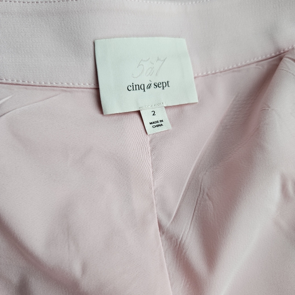 Cinq A Sept Elaine Baby Pink Crepe Cuffed Lined Shorts - Picture 11 of 15